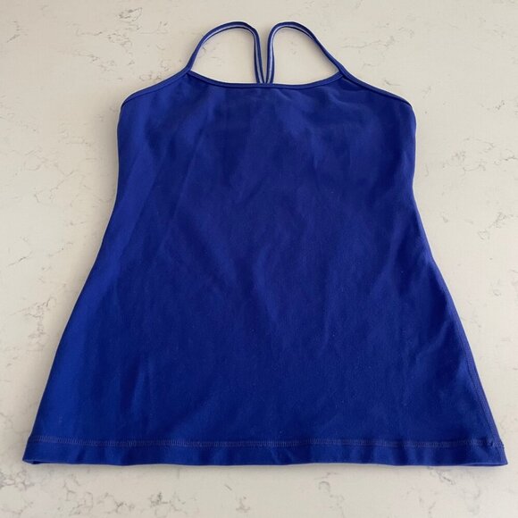 Lululemond Power Y Tank * Luon Light Yoga Workout Rback Top Blue Sz 6 - Picture 2 of 9